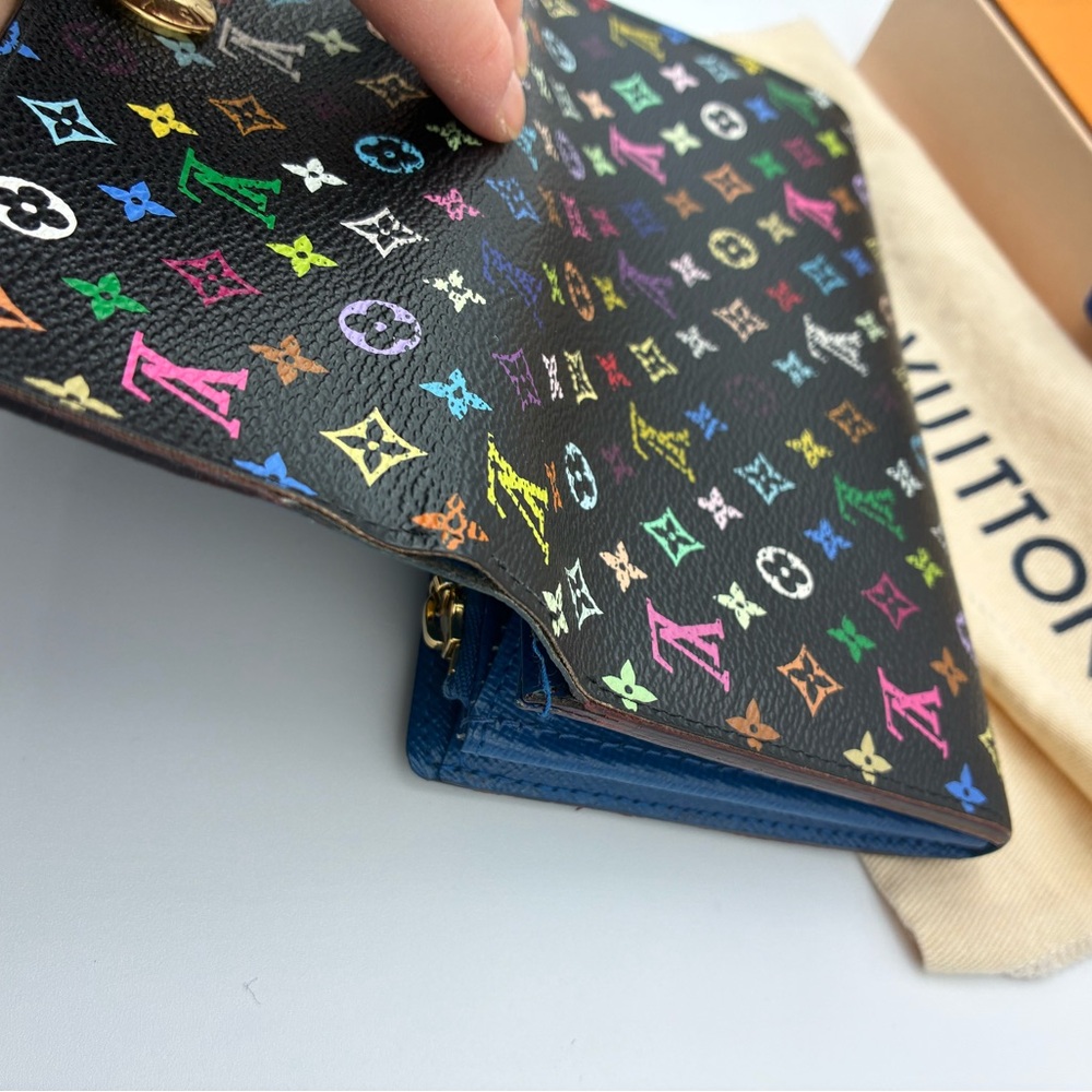 LOUIS VUITTON BLACK MURAKAMI NOIR MULTI COLOR SARAH WALLET LIMITED EDITION - Picture 5 of 14